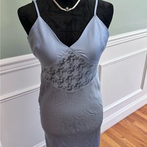 Emory Park Satin Chemise with Lace Detail in Soft Blue